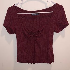 Maroon Crop top with tie in front